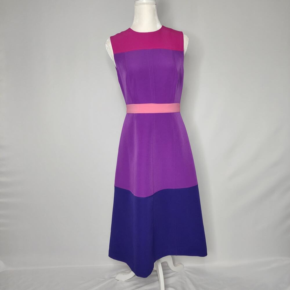 LDT Purple Color Block Midi Dress Women's Size 4